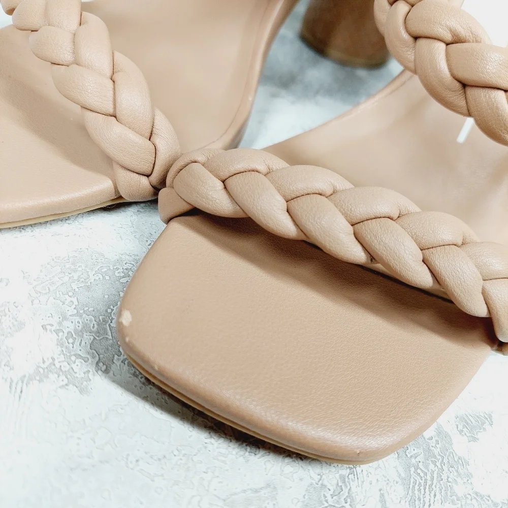 Dolce Vita Nairi Cafe Stella Braided Square Toe Slide Sandals X88 - Picture 3 of 10